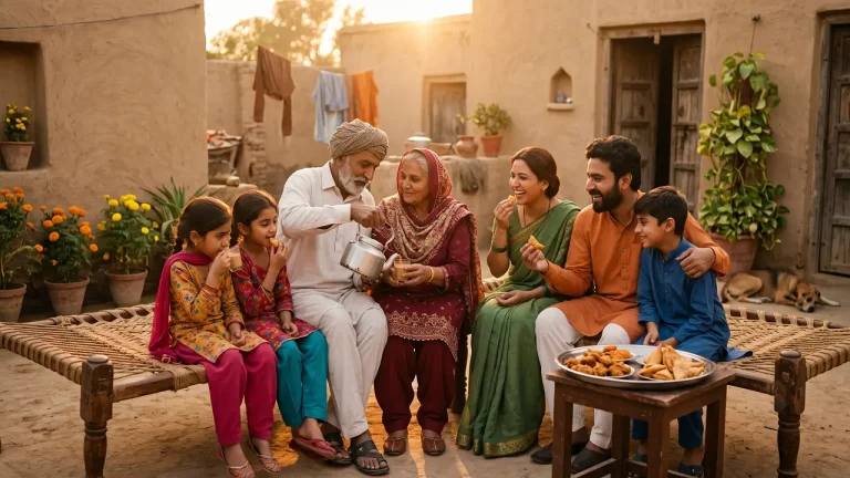 family celebrating desi culture traditions